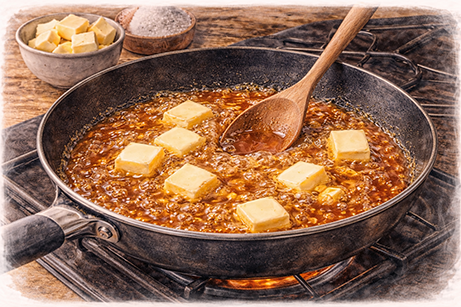 Karamell in der Pfanne